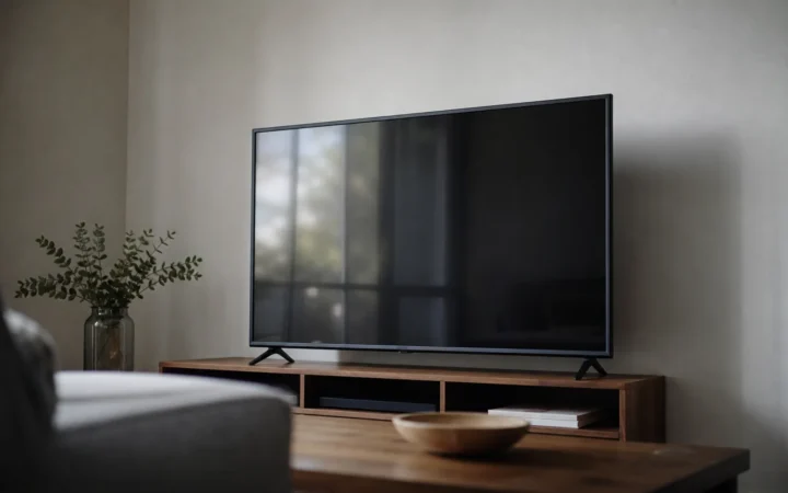 Dunkler Fernseher in einem Wohnzimmer